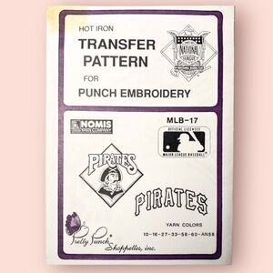 3/$10 Pretty Punch MLB Transfer Pattern Pittsburgh Pirates for Embroidery 1987